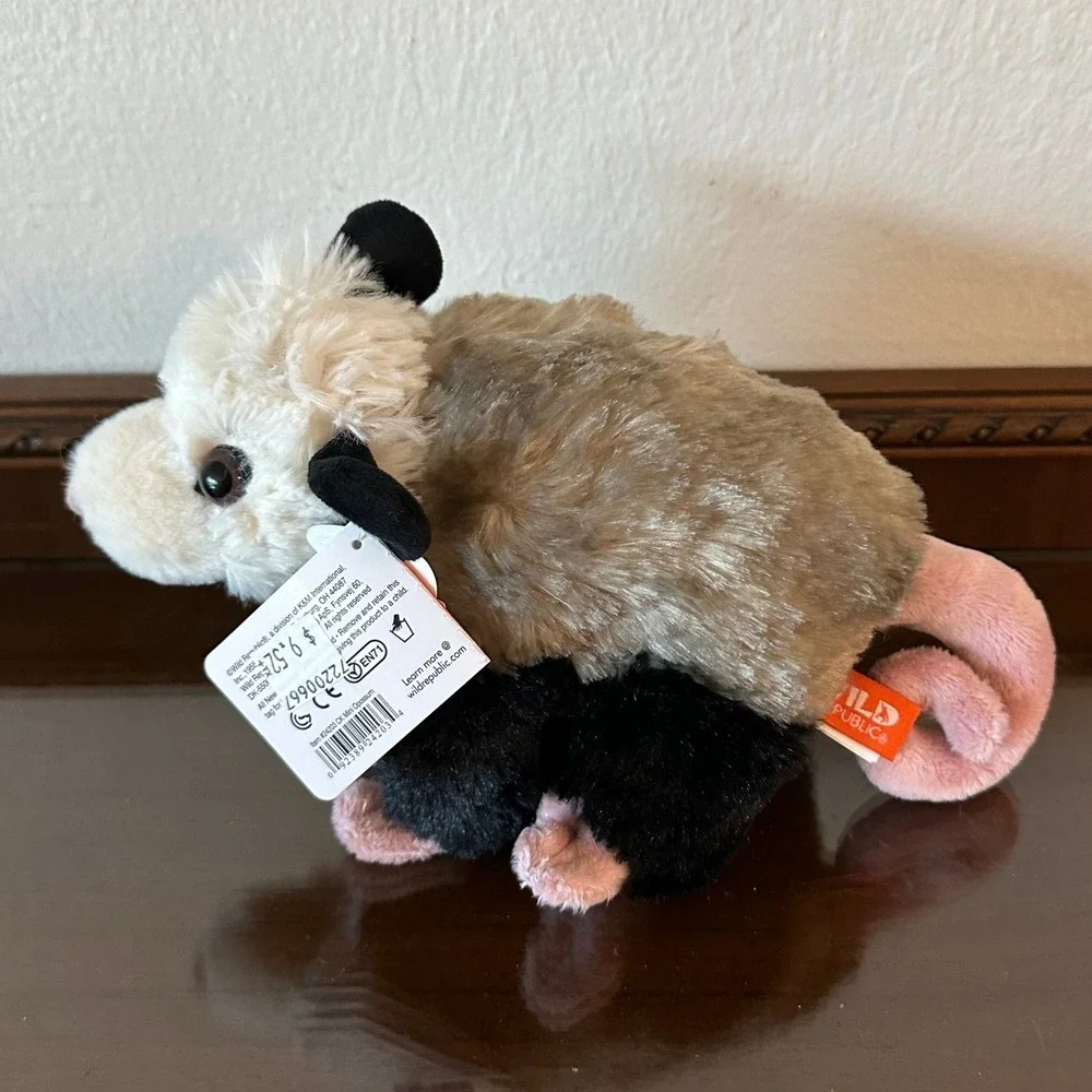 Wild Republic Opossum Plush Stuffed Animal Realistic Gray White 12'' NWT